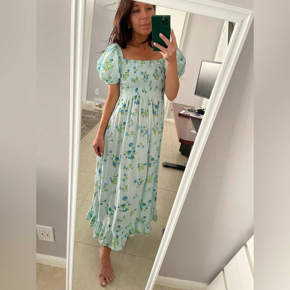 Floral Blue Midi Dress